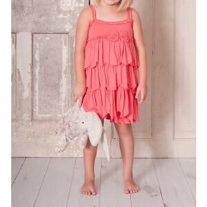 Binx Kids Girls Dress Sz 8 Luna Knit Layered Passionfruit Ruffles‎ NEW